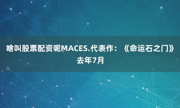 啥叫股票配资呢MACES.代表作：《命运石之门》去年7月